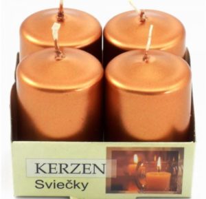 Sviečka adventná rovná 4ks 320g-Medená,Perleť