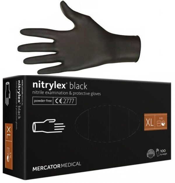 Rukavice nitrilové 100ks- XL -nepudrované - čierne – Obrázok 1