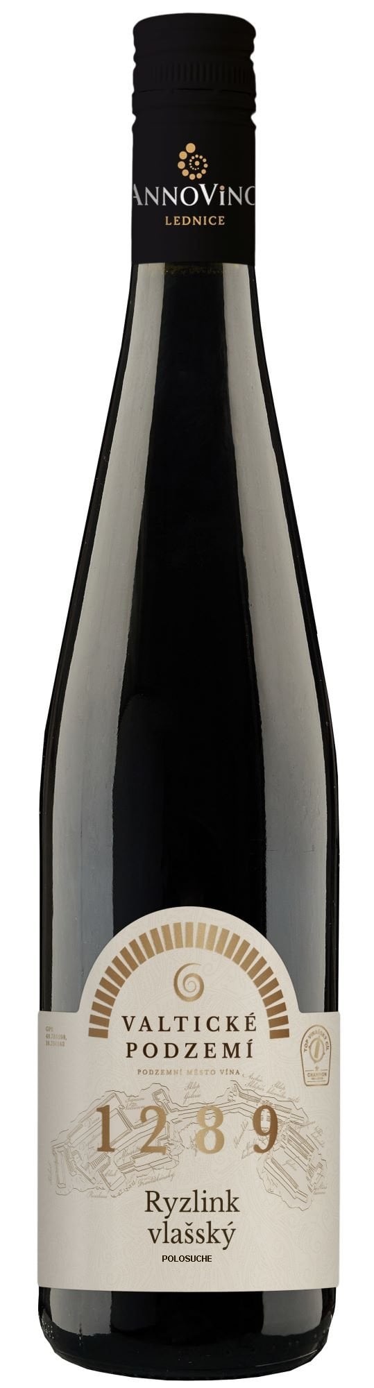 8592509018966 AnnoVino 1289 VALTICKÉ PODZEMÍ 0,75L- Ryzlink Vlašský- Biele, Polosuché – Obrázok 1